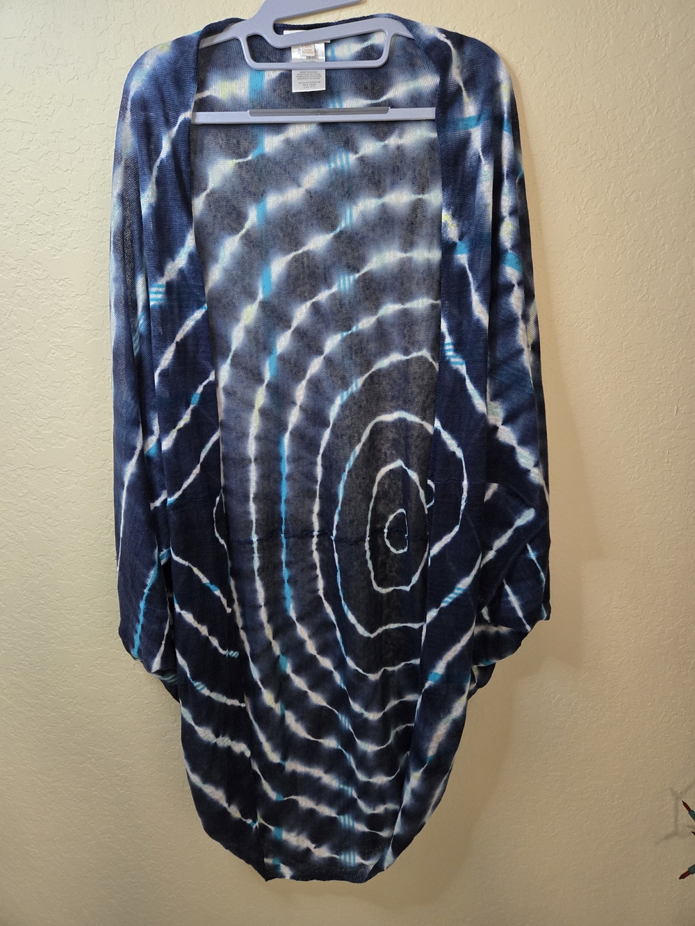 Minnie Rose Navy & White Cocoon Style Kimono/Shawl/Cardigan